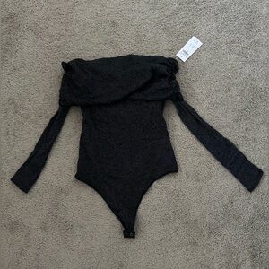 Women’s Black/Sparkly (A&F) Off the Shoulder Bodysuit Size S